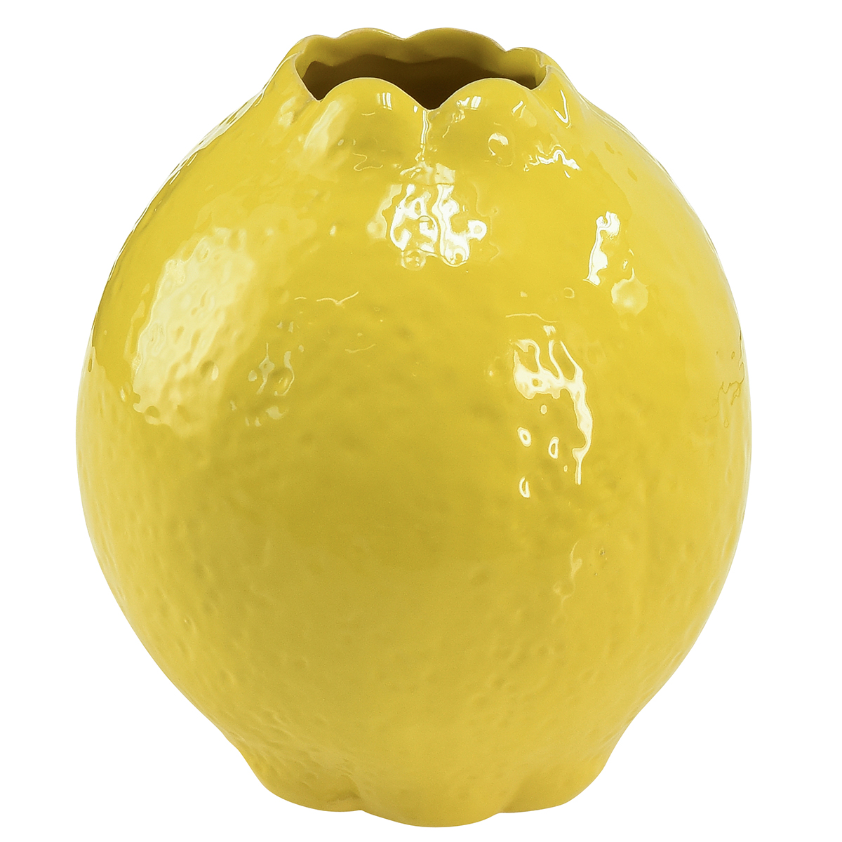 Floristik21.de Keramik Vase Gelb Zitronen Deko Mediterran Ø12cm H14,5cm