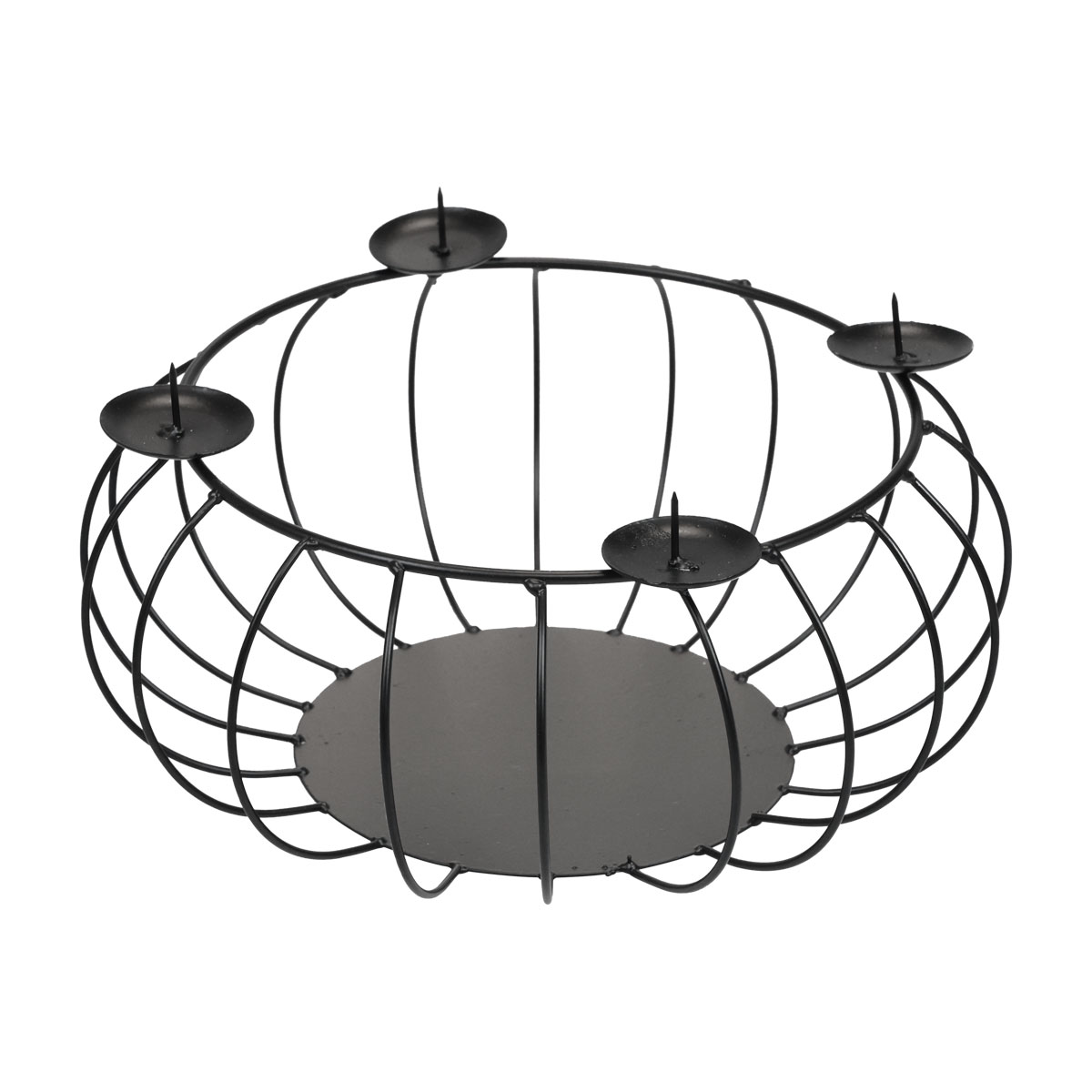 Floristik21.de Kerzenhalter Schwarz Metall Adventskranz Metallschale