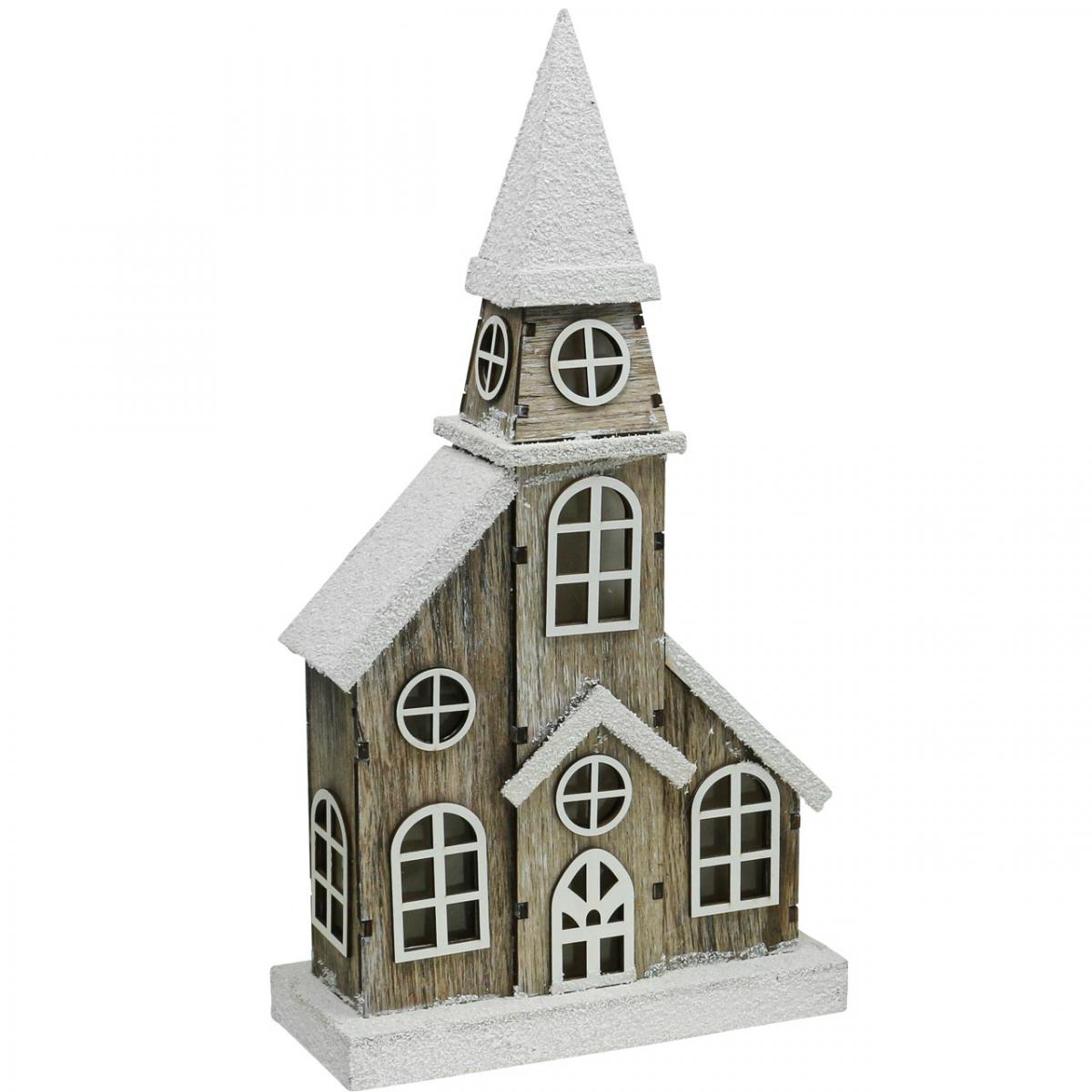 aus Kirche H45cm-590690-000-200 Floristik21.de Weihnachtskirche Lichthaus Holz Holzkirche