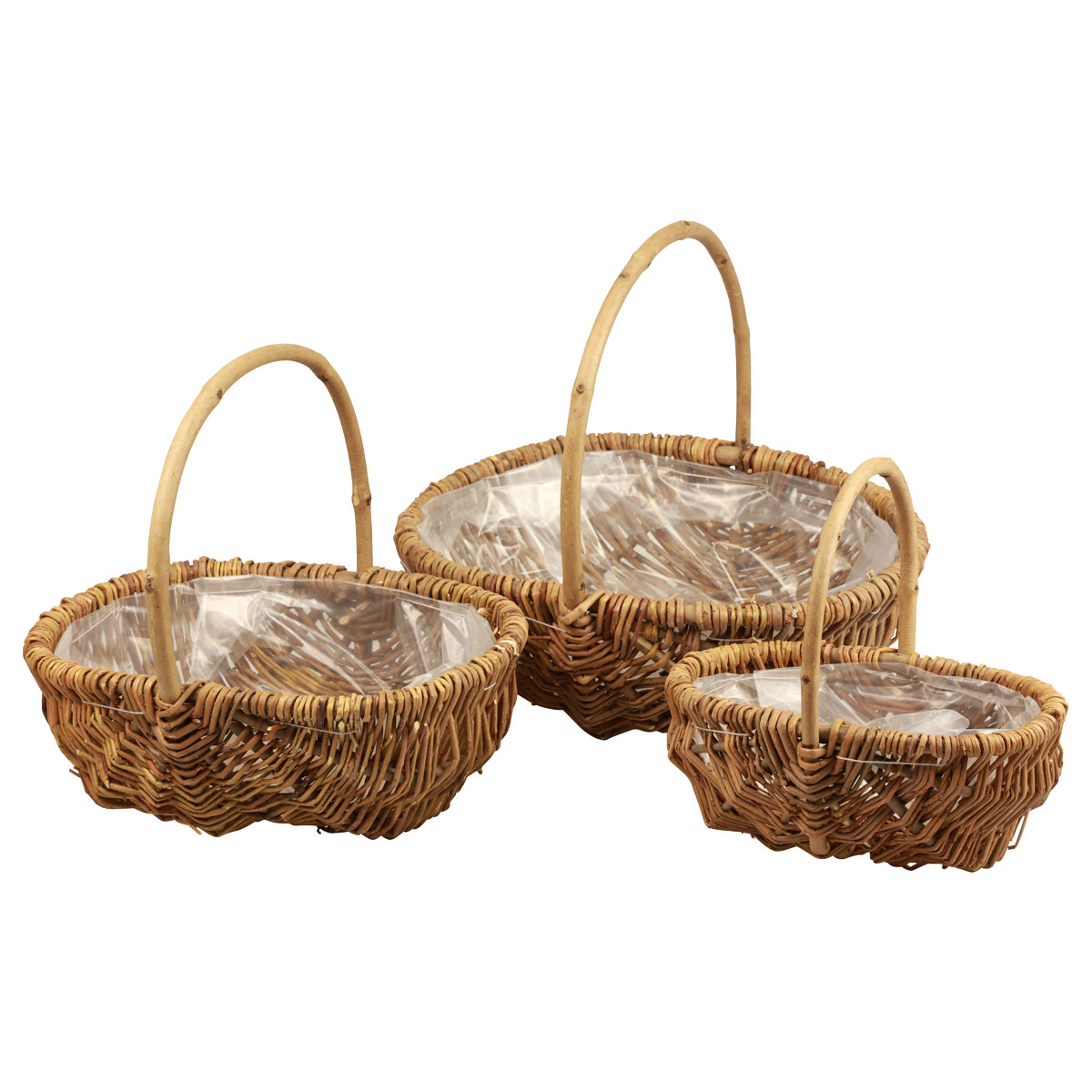 Pflanzkorb 3er-Set natur Weidenholz mit Henkel