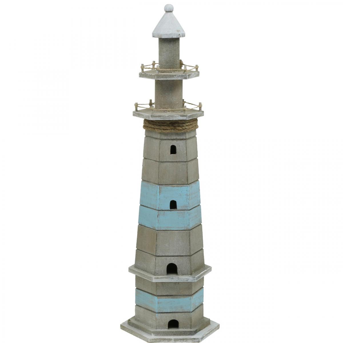 Shabby maritime Deko Leuchtturm "BEACH" Anker Seestern Lighthouse blau weiß Meer 