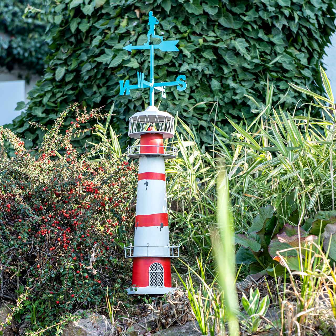 14 x 96 cm Gartenstecker maritim als Leuchtturm Naturrost ca