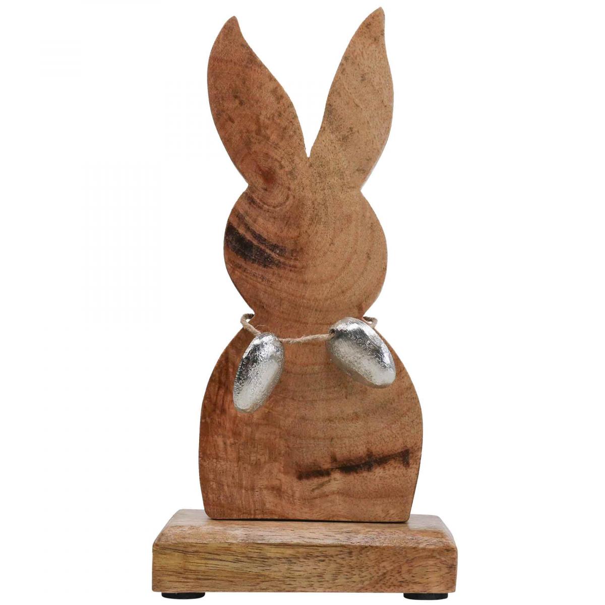 Floristik21.de Osterhase Holz mit Eiern Metall, Tischdeko Ostern  H20,5cm-08399