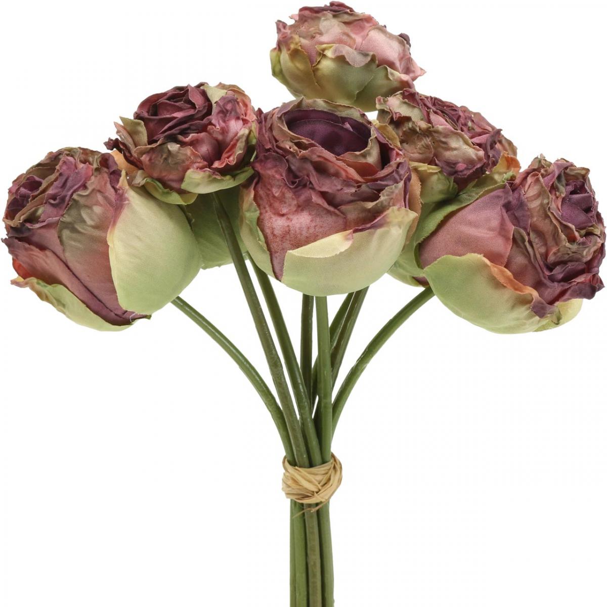 künstliche Blumen L23cm Antik-Rosa, Rosen Seidenblumen, Floristik21.de 8St-00442