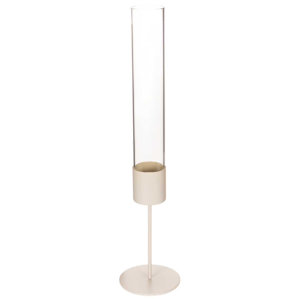 Stabkerzenhalter Metall Taupe 45 cm Glaszylinder 1 Stk
