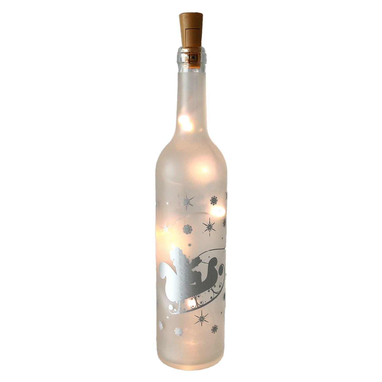 Beleuchtete Glasflasche 5 Led mit Sternen Weihnachten Weihnachtsdekoration klar 