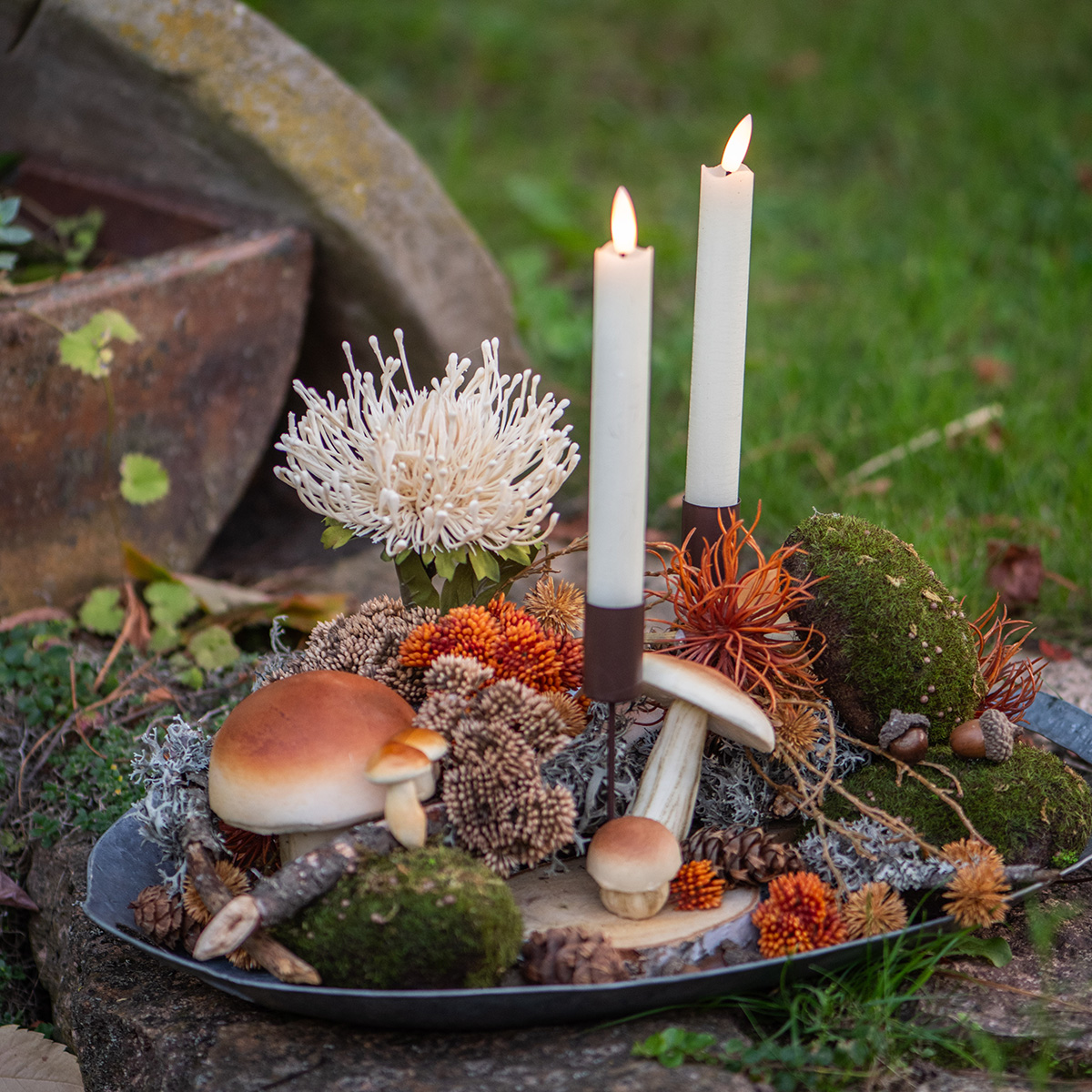Deko Pilze zum Stecken Braun 16er-Set Herbstdeko