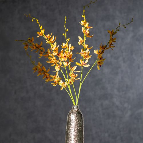 Artikel Künstlicher Cymbidium Blütenstiel 95cm Gelb-Grün-Bordeaux 2er Set für elegante Dekoration