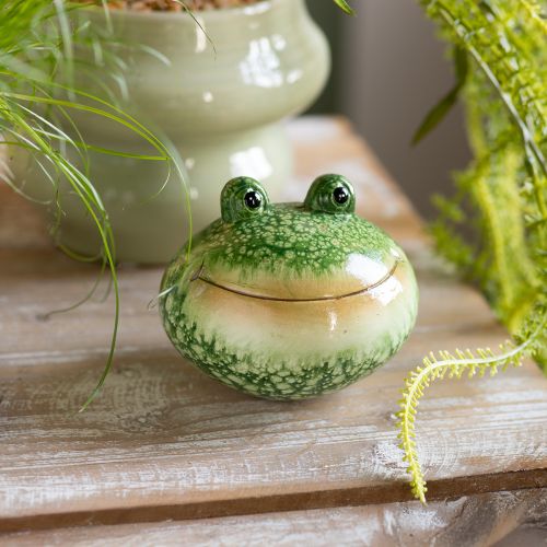 Artikel Deko Frosch Figur grün 11cm aus Keramik wetterfest im 2er Set für Garten und Zuhause