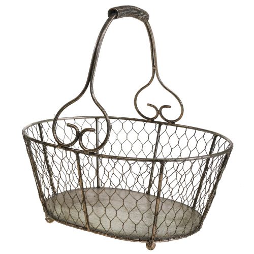 Floristik21 Drahtkorb Antik Optik Korb mit Henkel Metallkorb 28×23×12cm