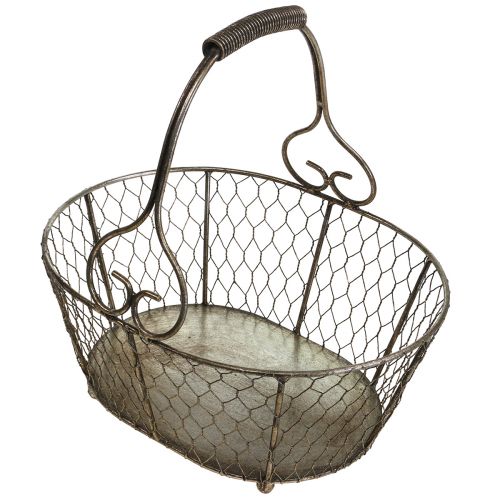 Floristik21 Drahtkorb Antik Optik Korb mit Henkel Metallkorb 28×23×12cm