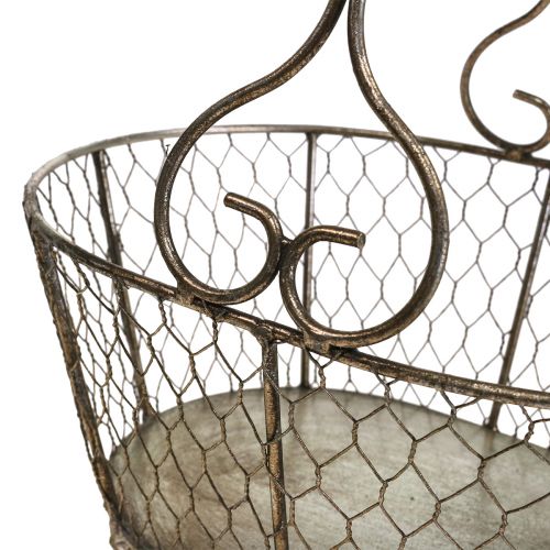 Floristik21 Drahtkorb Antik Optik Korb mit Henkel Metallkorb 28×23×12cm