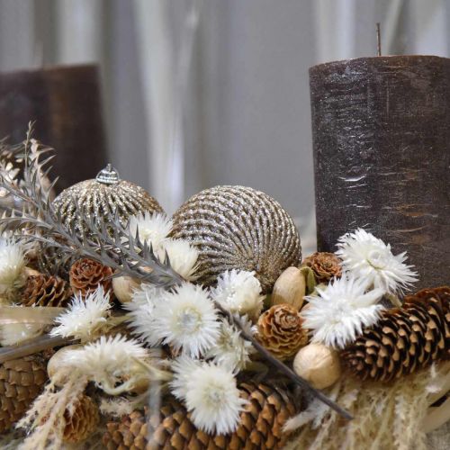 Floristik21 Weihnachtskugel Champagner Wabenmuster Baumkugel Ø8cm 6St