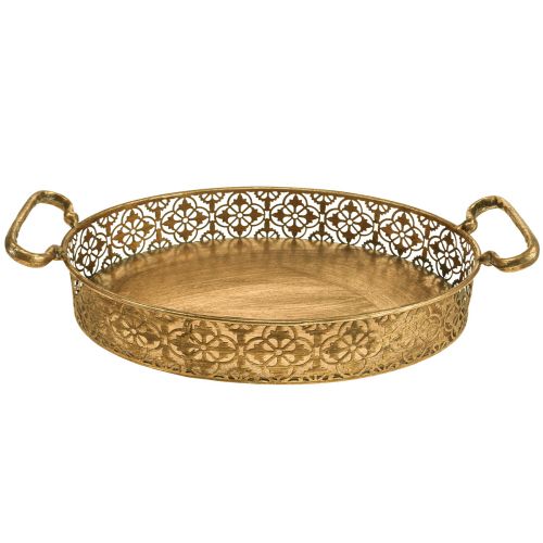 Floristik21 Deko Tablett oval Gold Metalltablett Antik Optik Gold 3er-Set