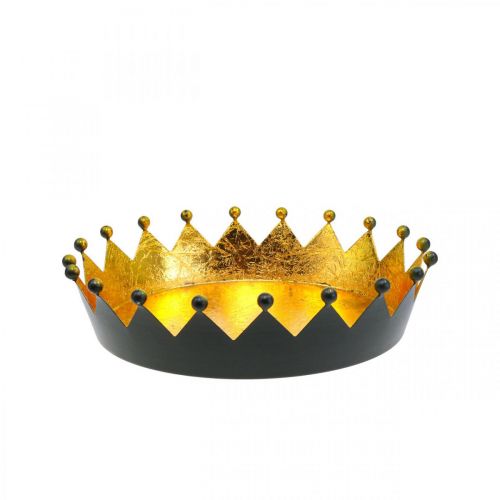 Tischdeko Weihnachten Krone Schwarz Gold Ø16,5cm H6cm