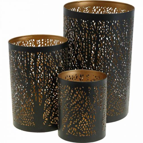 Floristik21 Windlicht Wald Teelichthalter Metall Ø8/10/13cm 3er-Set