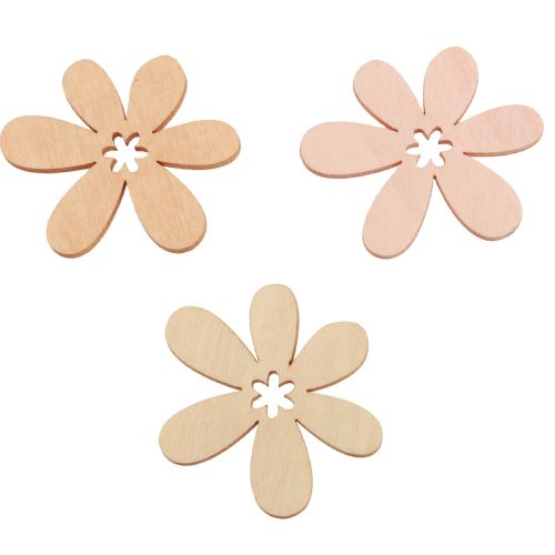 Floristik21 Holzblumen Streudeko Blüten Holz Orange/Rosa/Weiß 72 St