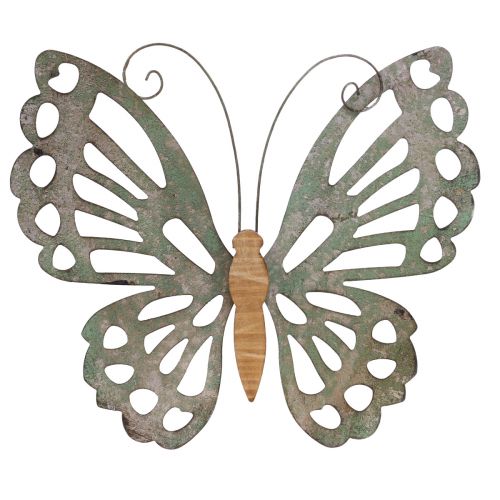 Wanddeko Schmetterling Deko Metall Holz Vintage 46×43cm