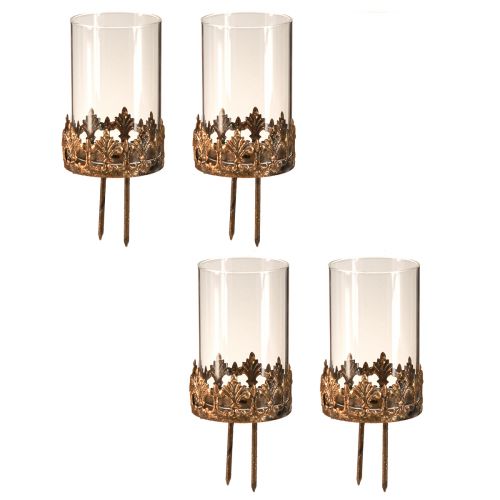 Floristik21 4er Set Teelichthalter Antik Optik Gold zum Stecken - Deko Highlight für Events & Zuhause