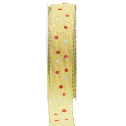 Floristik21 Geschenkband mit Punkten Schleifenband Gelb 25mm 18m