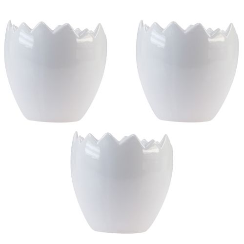 Floristik21 Blumentopf Keramik Ei Weiß Übertopf Ø11,5cm H11,5cm 3 St