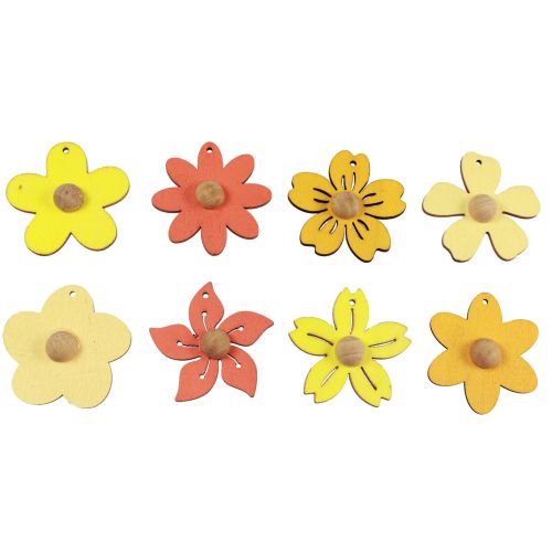 Holzblumen Hängedeko Holz Sommerdeko Gelb 4,5cm 24St