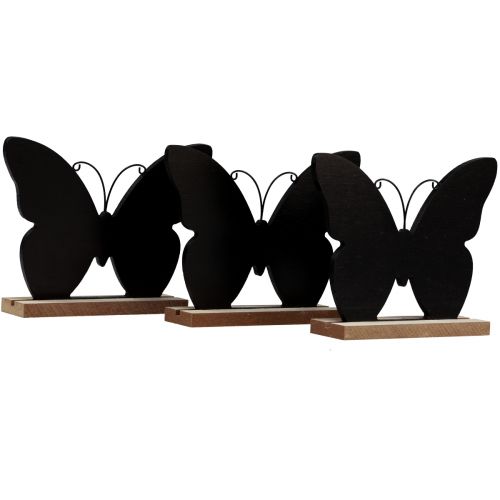 Floristik21 Tischdeko Holz Deko Schmetterling Schwarz Natur 12cm 6 St