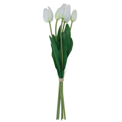 Floristik21.de Weiße Tulpen Deko Real Touch Kunstblumen Frühling 49cm  5St-14901