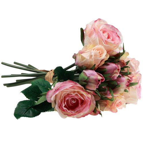 Artikel Kunstrosen Rosa Creme Künstliche Rosen Deko 29cm 12 St