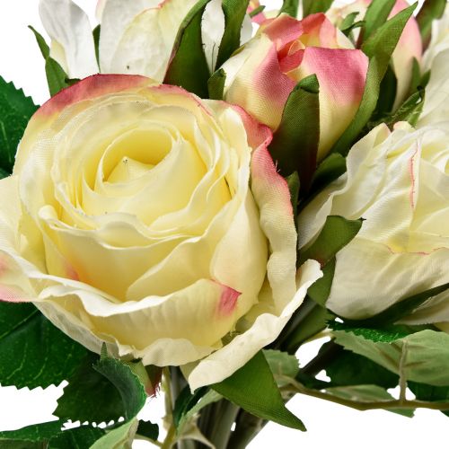 Artikel Kunstrosen Creme Gelb Rosa Künstliche Rosen Deko Strauß 29cm 12 St