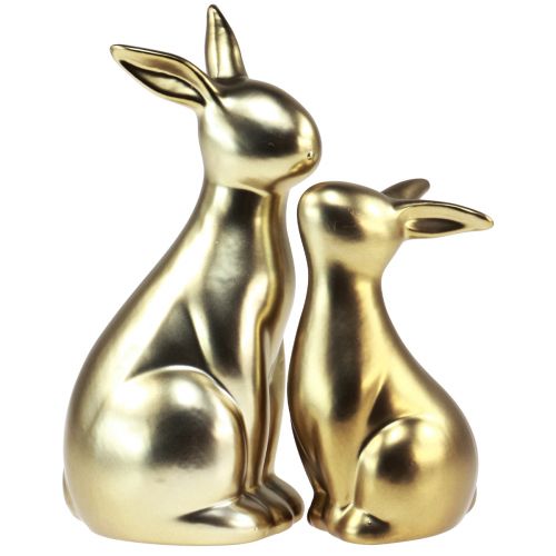 Floristik21 Osterhasen Keramik Gold Hasenmama 20/13cm 2er-Set
