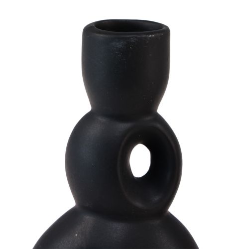 Floristik21.de Kerzenhalter Keramik Kerzenständer Schwarz Modern H16cm 2St -15061