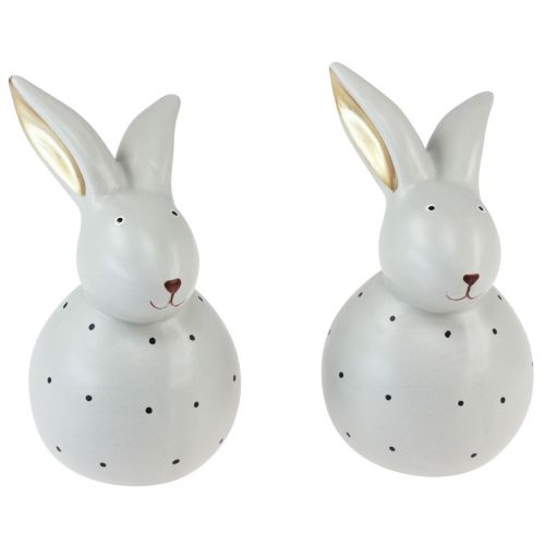 Floristik21 Osterhasen Deko Figuren Hasen mit Punktmuster 17cm 2St