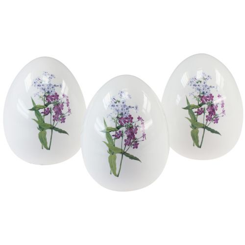 Floristik21 Keramik Ostereier Deko mit Blumendekor 12cm 3St
