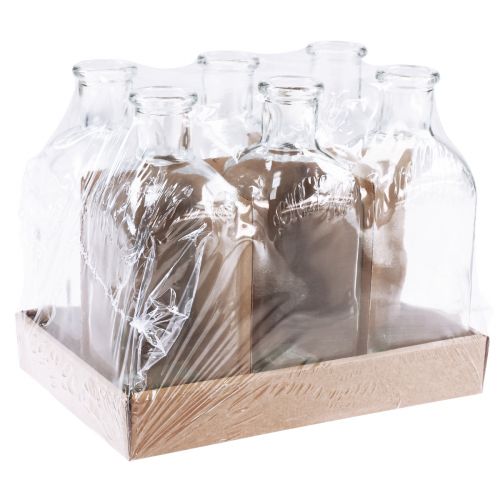 Artikel Deko Flaschen Eckig Mini Vasen Glas Klar 7x7x18cm 6St