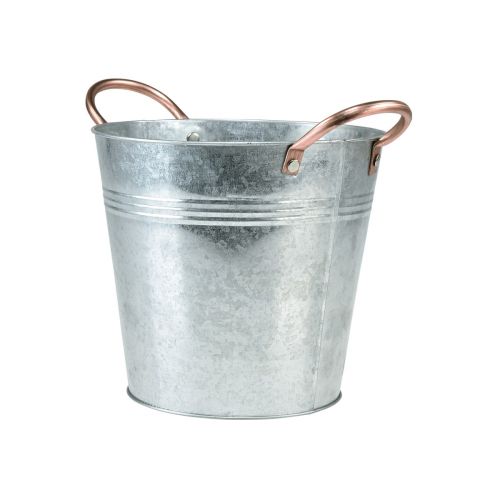 Artikel Blumentopf Eimer mit Griffen Metall Deko Ø19cm H17cm