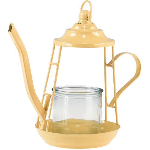 Floristik21 Teelichthalter Glas Windlicht Teekanne Orange Ø13cm 22cm