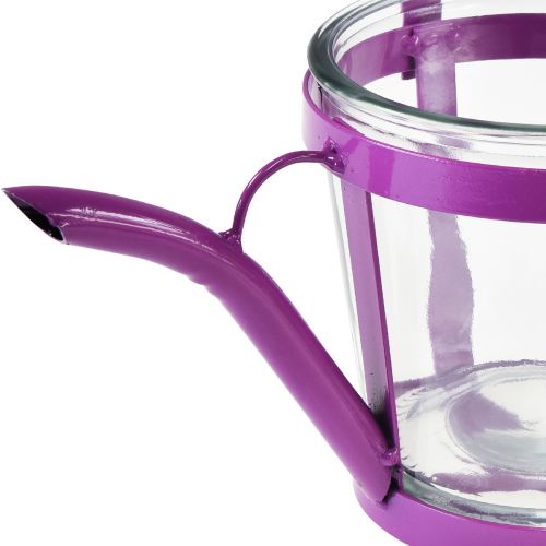 Artikel Windlicht Glas Deko Gießkanne Metall Pink Ø14cm H13cm