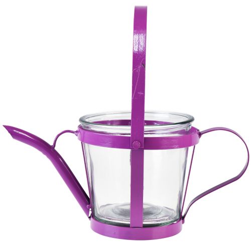 Artikel Windlicht Glas Deko Gießkanne Metall Pink Ø14cm H13cm