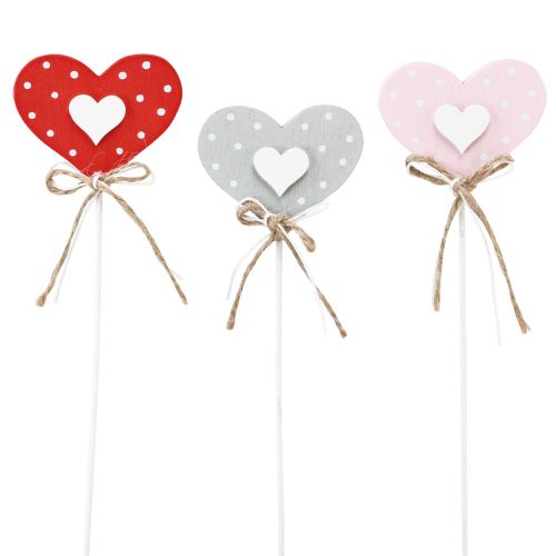 Floristik21 Herzen gepunktet Holzherzen Blumenstecker 6×5cm 18 St