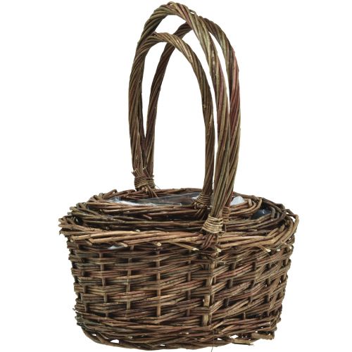 Floristik21 Korb mit Henkel Pflanzkorb Korb oval 26/24/20cm 3er-Set