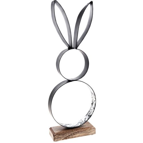 Floristik21 Osterhasen Deko Dekoring Metall mit Holz Sockel 21×55cm