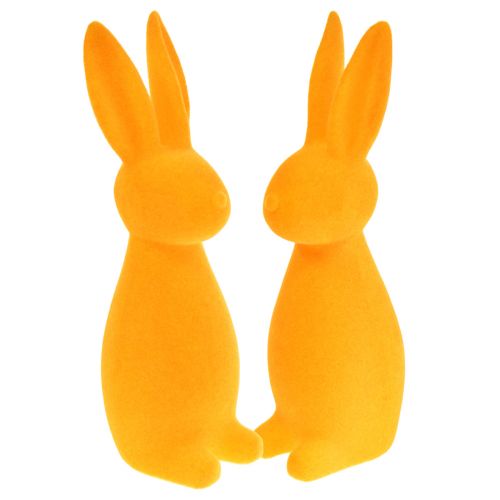 Osterhasen Orange Beflockt – 2. Wahl – Osterdeko Hasen 8x10x29cm 2 St