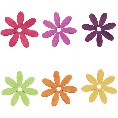 Floristik21 Streudeko Holz Blumen Tischdeko Sommer Bunt  Ø4cm 72 St