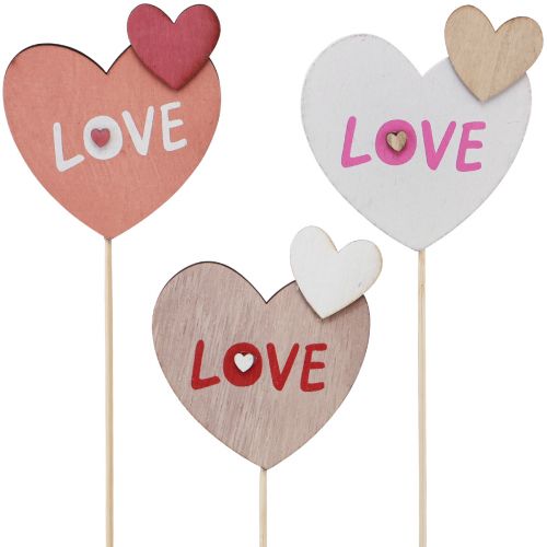 Floristik21 Blumenstecker aus Holz Love Dekostecker 8×7,5cm 12 St