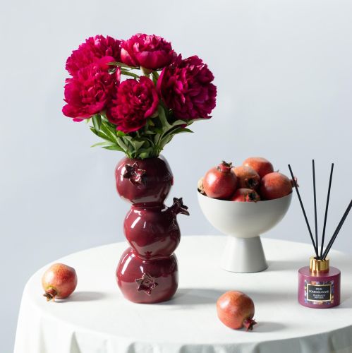 Artikel Keramik Vase Granatapfel Blumenvase Dunkelrot H23,5cm Dekoration Geschenkidee