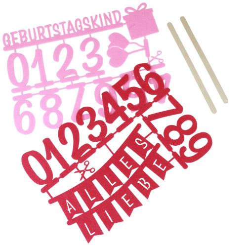 Artikel Tischdeko Geburtstag Kuchentopper Streudeko aus Filz Rosa Pink 2St
