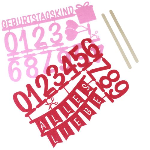 Floristik21 Tischdeko Geburtstag Kuchentopper Streudeko aus Filz Rosa Pink 2St
