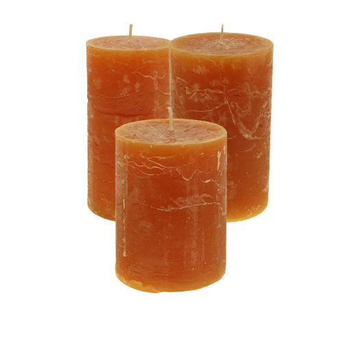 Floristik21 Durchgefärbte Stumpenkerzen Rustic Dunkelorange Sunset