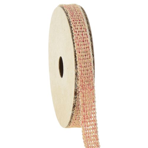 Juteband Dekoband Naturfarben Rot Gewoben B12mm L10m